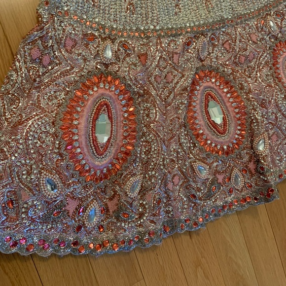 Coralish pink bridal lengha - Picture 6 of 9